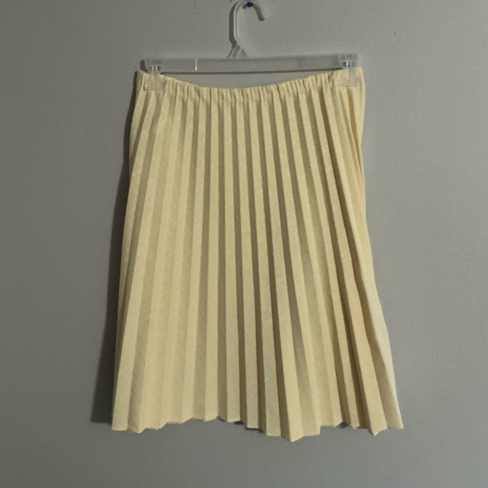 Vintage Cream Pleated Midi Skirt | Petite 12 | Classic Minimalist